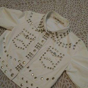 white studded denim jacket